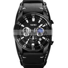 Custom Logo 9249 SKMEI Luxury Men Watch Leather Band Wholesale Fashion Wristwatch Quartz Time Piece Waterproof thumbnail-3