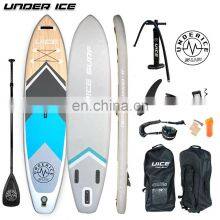 Support Custom Navy Wood Design Inflatable Sup Stand Up Paddle Board ISUP Customized Color on Eva