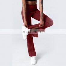 Fashion Morning Glory Design High Waist Gym Wear Bottom Zipper Flares Yoga Pants Leggings With Pockets For Women thumbnail-3