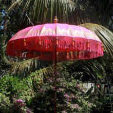 Solid Wood Furniture Parasol Terrace Swimming Pool Outdoor Garden Beach Umbrella With Tassel Bali thumbnail-3