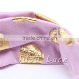 Cotton Fabric Golden Polka-dots Bow Headbands - Foil Gold Wide Elastic Knitted Headwraps thumbnail-4