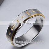 Rotatable High Quality Scripture Ring in Stainless Steel White Gold Plating for Men's Classical Luck Jewelry thumbnail-2