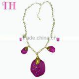 2016 New Design Hot sale metal purple fancy charm long necklace design