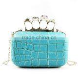 Handcee Purple RHINESTONE Ring Ladies Evening Clutch Bag With Skull thumbnail-6