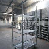 logistics wire mesh cart, metal transporting trolley