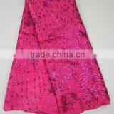 Red Wedding Dress Making Lace Lastest Style Korea Silk Lace Fabric New Sample With Sequins thumbnail-4