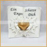 Book Shape Resin Angel Figurines With Heart