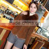 Fashion Design Double Face Shearing Lamb Fur Garment With Fox Fur Collar Detachable thumbnail-1