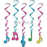 Coloured Music Notes Hanging Swirl Ceiling Dangling Danglers Decorations thumbnail-1