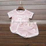 Factory Price Summer Popular Soft Cotton Number 7 Printing Stripes Clothing Sets for Children thumbnail-2