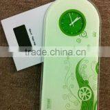 Tempered Glass Novelest Retractable Digital /electronic Body Scale With Quartz Clock( Can be Hanged on Wall) thumbnail-1