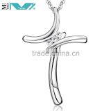 Women's Sterling Silver Cubic Zirconia Three-Stone Cross Pendant Necklace thumbnail-1
