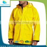 Polyester Pu jacket with Reflective Tape Yellow Color for Workers