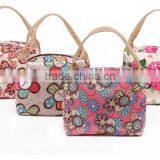 China Made Good Quality Flower Pattern Series Canvas Lunch Bag Home Use for Office thumbnail-2
