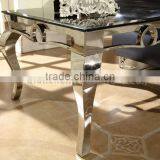 Stainless Steel Support Mirrored Marble Side Table thumbnail-4