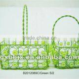 Set of Two Green Rectangle Iron/Plastic Bead Promotional Gift Basket for Holiday Gift Item Sales thumbnail-1