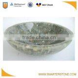 Round Yellow Wooden Marble Bowl With Faucet thumbnail-2