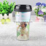 BPA Free Paper Insert Plastic Cup 12oz Double Wall Paper Cup thumbnail-5