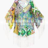 Women's v Neck Tassels Sleeve & Bottom Blouse thumbnail-3