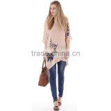 Plus Size Long Shirt Loose Women Top Half Sleeve Plain Blouses With Floral Print In Front China thumbnail-5