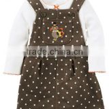 Casual design 2 pcs newborn baby clothes cotton baby romper with sleeveless smocked overalls girls thanksgiving suit