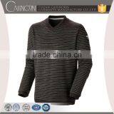 Factory Price Blend Knit Stripe Slim Fit Pullover Mens Black v Neck Sweater thumbnail-1