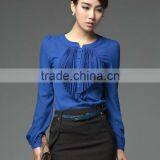 Design Elegant Women Blouses Tops/chiffon Blouses With Drapes in Front 2013 Garments thumbnail-1