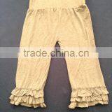 Wholesale Cheap Price Children's Boutique Ruffled Bottom Pants Kids Capris Light Yellow Triple Ruffle Baby Girls Pants XF-263 thumbnail-1