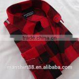 100% Cotton Red / Black Flannel Plaids Shirt for Men thumbnail-2