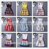 Multi Color Girl Flower Printed Princess Holiday Dress/ Girl Sleeveless Knee Length Princess Dress/new Design Girl Printed Dress thumbnail-3