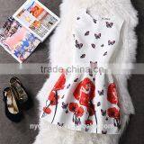 Tulip Flowr Black r Women Printed A Line Dress/sym Rose Multi Design Sleeveless A Line Dress Skirt