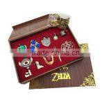 The Legend of Zelda Triforce Hylian Shield & Master Sword Keychain/necklace/Collection packed with wood box