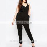 Wholesale New Design Women Strappy Plunge Front Black Jumpsuit In Plus Size thumbnail-4