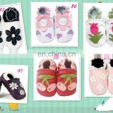 Newborn Baby Shoes Cow Leather Soft Sole Loafers Hot Pink Cherry Pattern thumbnail-4