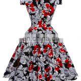 Belle Poque Stock Cap Sleeve V-Neck 17 Patterns Cotton Vintage Retro 50s Dress BP000001-4 thumbnail-4
