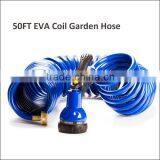 50ft/15M EVA 3/8'' with 6 function hose nozzle coil garden hose