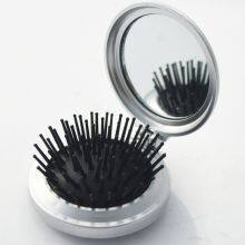 Mini Size Round Pocket Cosmetic Hair Brush With Mirror thumbnail-1