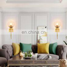 White Glass Ball Wall Lamp Modern Wall Mounted Light Antique Brass Wall Sconce Lighting for or Living Room Bathroom Bedroom Hall thumbnail-3