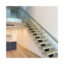 New Design Modern Floating Staircase Design Glass Railing Metal Beam Mono Stringer Staircase thumbnail-4