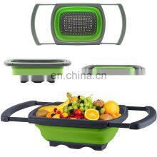 Multifunctional Eco Friendly Colander Water Collapsible Plastic Strainer Storage Silicone Kitchen Drain Basket thumbnail-2