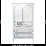 WD-056 European Style Bedroom White Plywood Armoire Wardrobe thumbnail-1