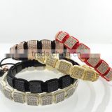 Wholesale micro setting zircon bracelet Braided stone beads Bracelet With Stainless Steel beads