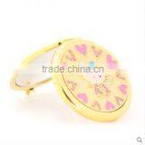 Cute design kitty crystal lattice metal pocket mirror flexible pocket mirror