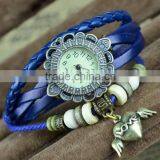 Wholesale New Style Retro Metal Fashion Leather Bracelet Water Quartz Hand Clock Women Wrist Watch ,antique Gold Filled Watch thumbnail-3