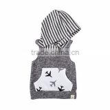 (CT207#GREY)New antumn winter clothing pullover airplane printed pocket striped caps for children hoodies