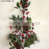 Popular 100% handmade christmas natural holly leaf foam gooseberry stem for Christmas home decorations