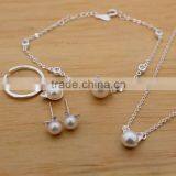 New Pearl Indian Bridal Jewelry African Silver Necklace Wedding Jewelry Set Supplier's Choice thumbnail-3