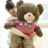 Birthday Valentine Festival Gift Grey and Brown Big Size Plush Teddy Bear Toy Doll With Red Love Stripe Cloth thumbnail-3