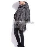 Women's Fashion Stripe Bat Poncho Cape Jacket Sweater Casual Warm Cloak Coat Knitwear thumbnail-4