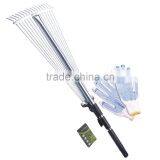 28"-57" Length Telescopic Steel Garden Rake 15 Tine Adjustable Garden Leaf Rake With 1pair Work Gloves (Zinc Coated) thumbnail-1